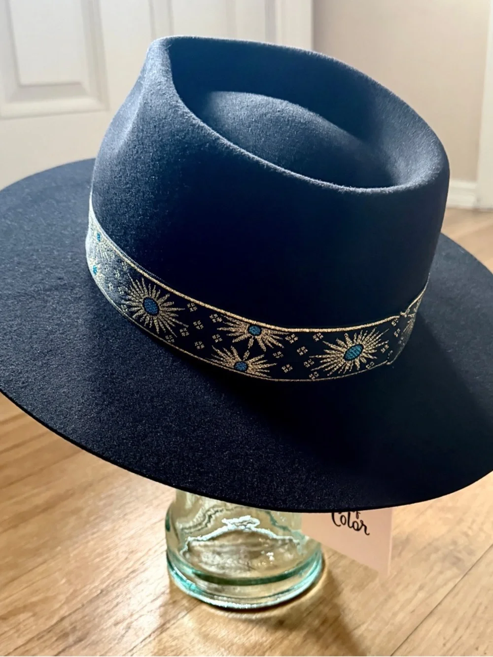 Lack of Color Phoenix Fedora Black Wool Brim Gold Celestial Band Boho Western
